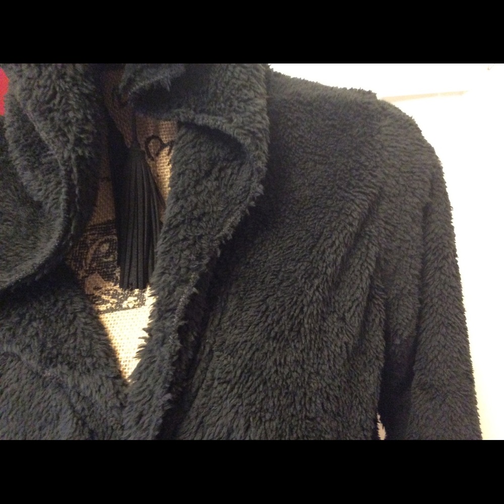 🆑$FIRM$ Gorgeous Black Sherpa Hooded Cardigan - Picture 5 of 8